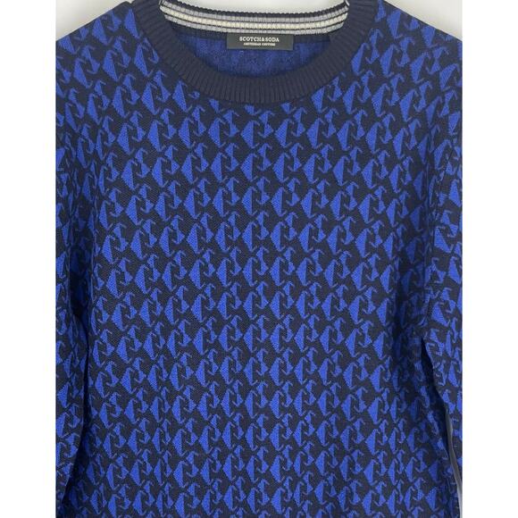 Scotch & Soda Blue & Black Patterned Crewneck Sweater - Picture 3 of 6